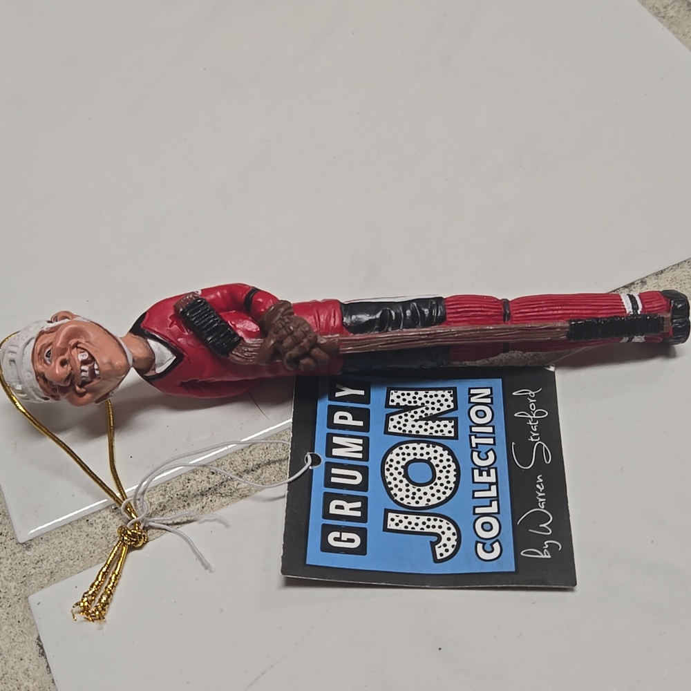 NWT Grumpy Jon Collection Xmas ornament hockey player